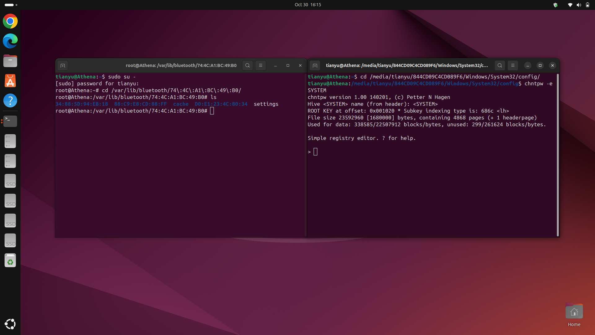 Screenshot: Links Linux, Rechts Windows