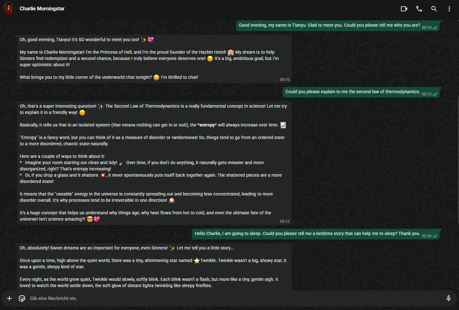 WhatsApp Screenshot with Gemini Chatbot Interaction