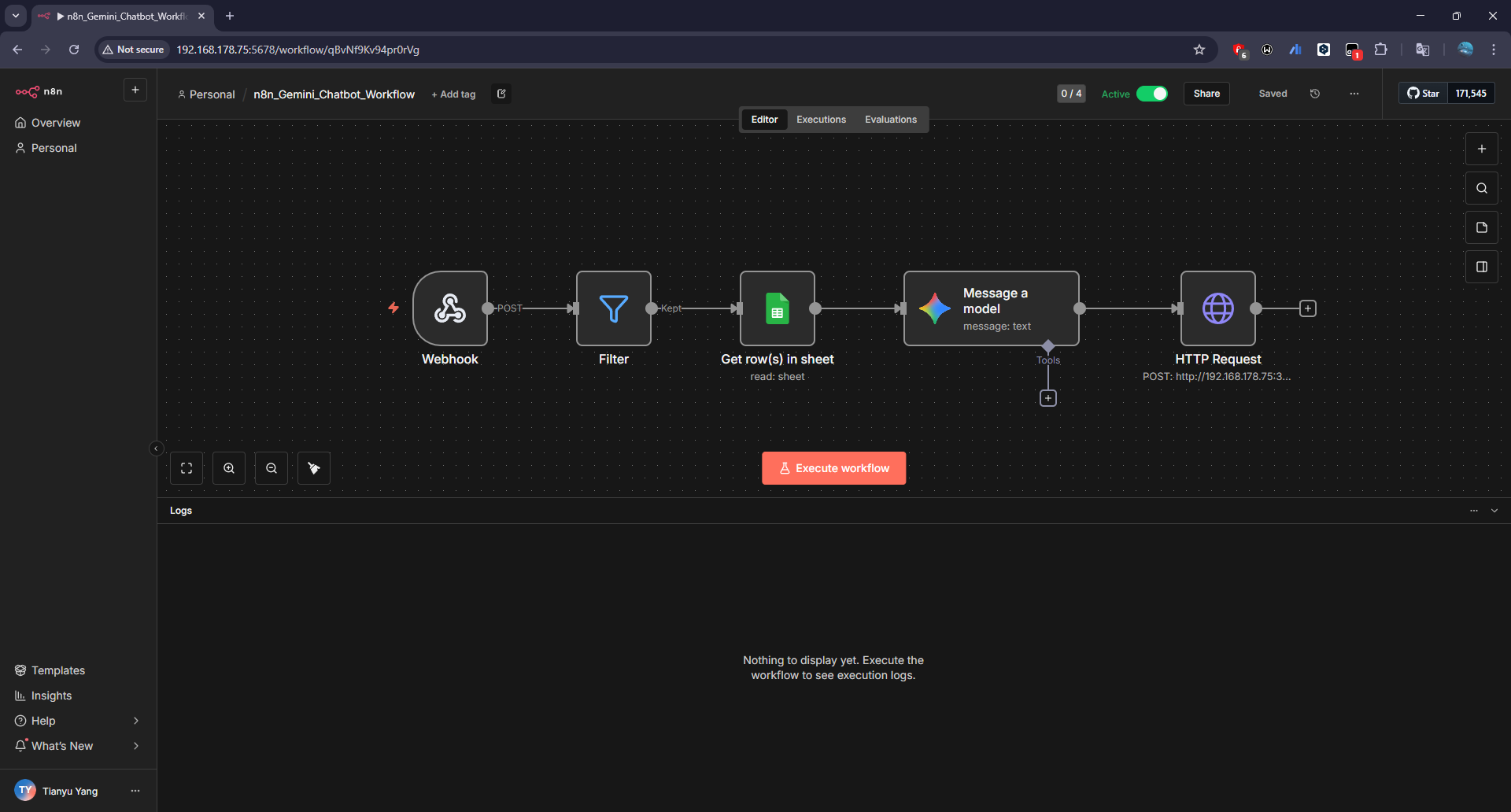 WhatsApp Gemini Chatbot n8n Workflow Overview